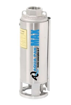 AQUA PAK MAX Bomba sumergible  M2.5 de 3 H.P. capacidad en su máxima efieciencia 77 mts. de carga y 35 GPM; incluye válvula de retención; descarga en 2PULG. cuerpo de 4PULG. - M2.5X30-14
