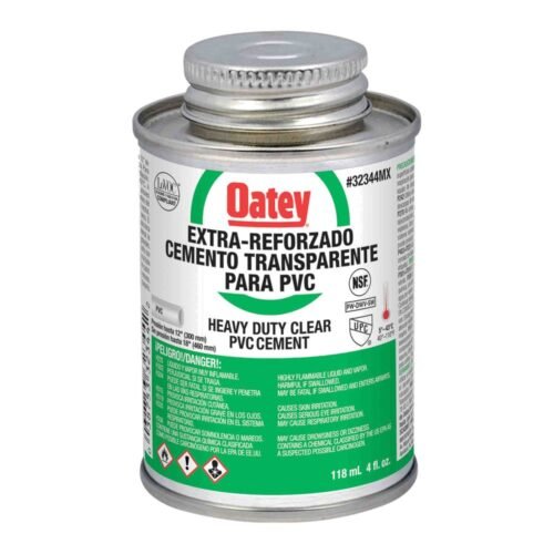 OATEY Cemento etiqueta verde = 717 W-O, 4 oz. = 118 ml., cemento viscosidad gruesa, color transparente, para PVC C40-C80 hasta 12 pulg. - 32344MX