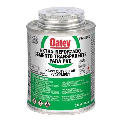 OATEY Cemento etiqueta verde = 717 W-O, 8 oz. = 236 ml., cemento viscosidad gruesa, color transparente, para PVC C40-C80 hasta 12 pulg. - 32345MX