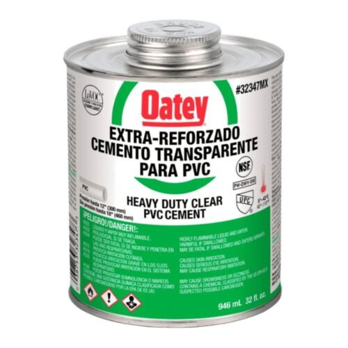 OATEY Cemento etiqueta verde = 717 W-O, 32 oz. = 946 ml., cemento viscosidad gruesa, color transparente, para PVC C40-C80 hasta 12 pulg. - 32347MX