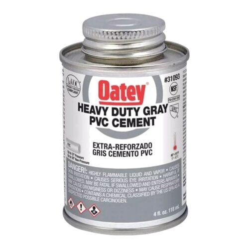 OATEY Cemento etiqueta gris = 711 W-O, 4 oz. = 118 ml., cemento viscosidad gruesa, color gris, para PVC C40-C80 hasta 12 pulg. - 32378MX