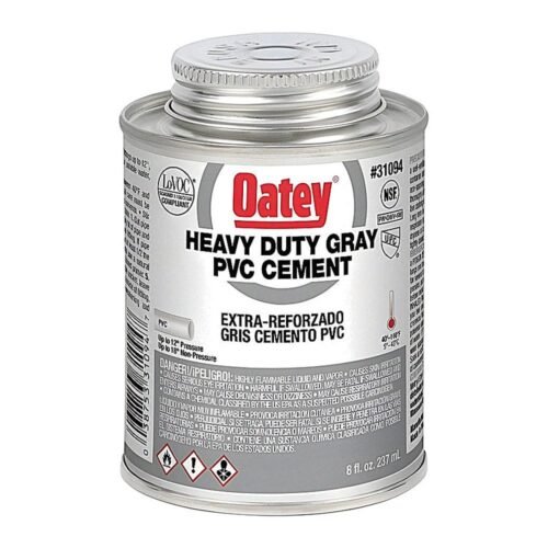 OATEY Cemento etiqueta gris = 711 W-O, 8 oz. = 236 ml., cemento viscosidad gruesa, color gris, para PVC C40-C80 hasta 12 pulg. - 32379MX