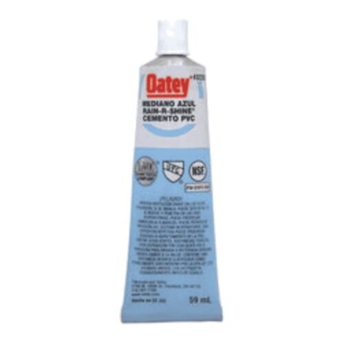 OATEY Cemento Rain-R-Shine = 725 W-O, 2 oz. = 59 ml., cemento viscosidad mediana, color azul, para PVC C40-C80 hasta 6 pulg. - 32432MX