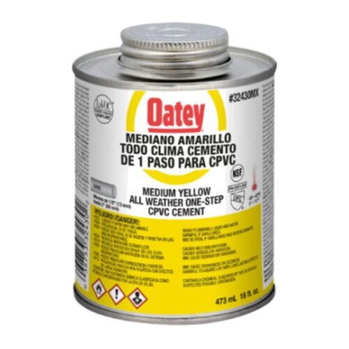 OATEY Cemento etiqueta amarilla = 16 oz. = 473 ml., cemento viscosidad mediana, color amarillo, para CPVC-CTS hasta 2 pulg. - 32430MX