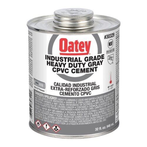 OATEY Cemento etiqueta gris = 724 W-O, 32 oz. = 946 ml., cemento viscosidad gruesa, color gris, para CPVC hasta 12 pulg. - 30329