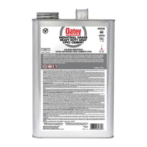 OATEY Cemento etiqueta gris = 724 W-O, 1 galon, cemento viscosidad gruesa, color gris, para CPVC hasta 12 pulg. - 30330