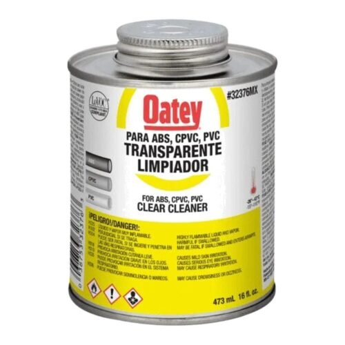 OATEY Limpiador Transparente, 16 oz. = 473 ml., color transparente, para PVC, CPVC y ABS todos los diametros - 32376MX